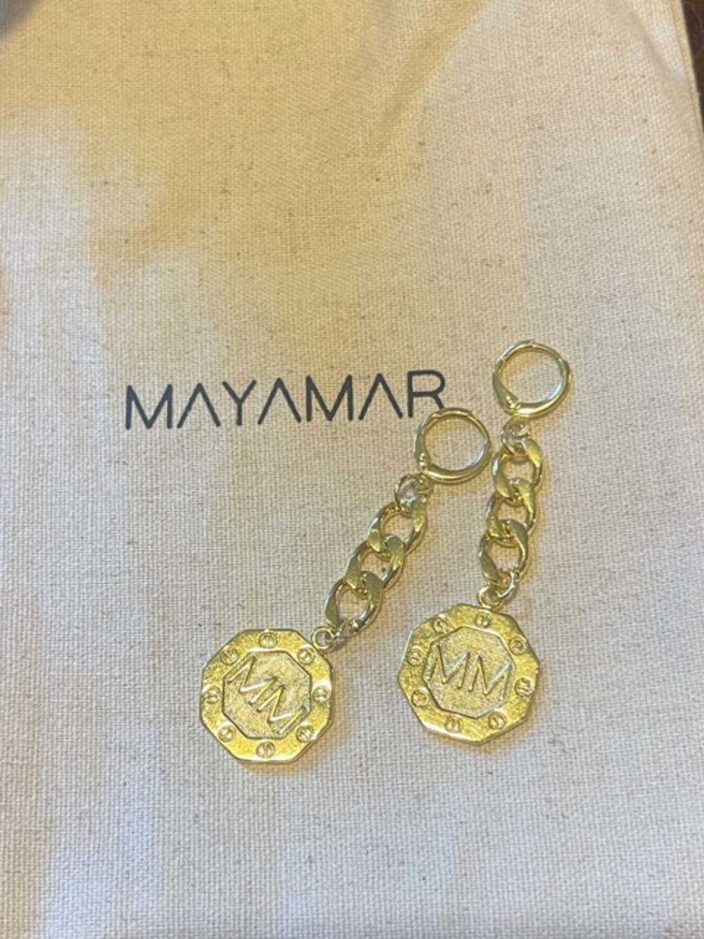 MAYAMAR Gold Chain Medallion Drop Earrings